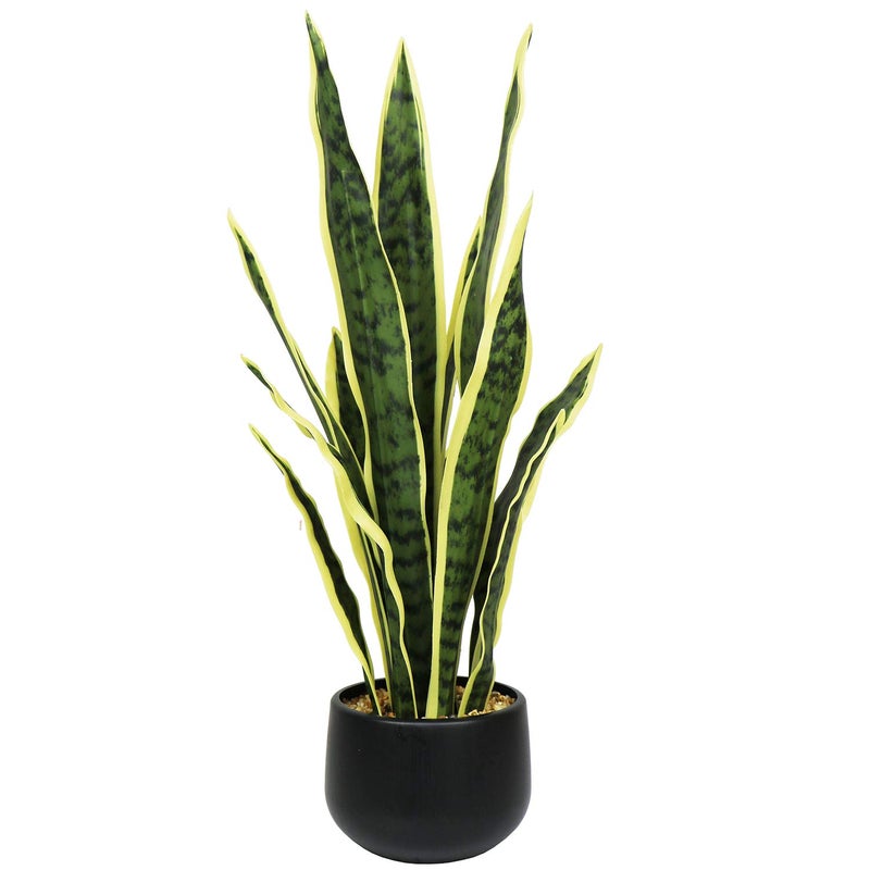Ollain Artificial Snake Plant with Potted 23.6" Fake Plastic Sansevieria Faux Plants in Pot for Outdoor Window Box Verandah Planter Indoor Outside Home Garde Office Room Gardening Decoration - Image 1